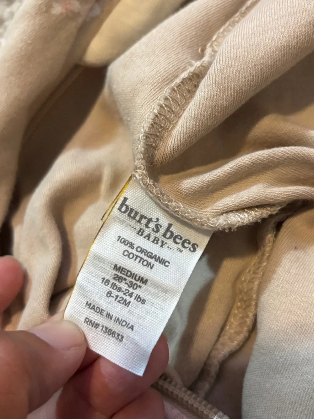 Burt’s Bees Baby Organic Cotton Tan Floral Sleep Sack Size 6-12 Months